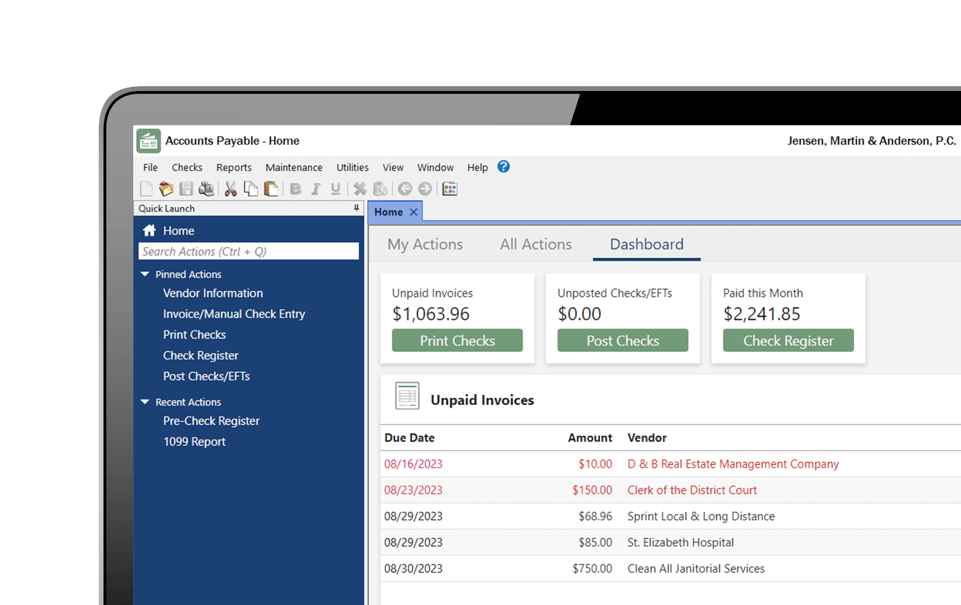 PracticeMaster software on desktop and tablet computers